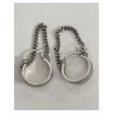 Sterling Silver Hoop Earrings with Curb Chain Detail