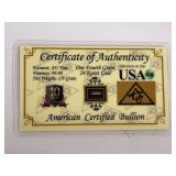 American Certified Bullion 1/4 Grain 24 Karat Gold Bar