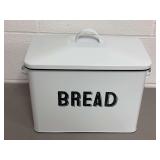 White Enameled Metal Bread Box