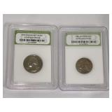 1974-S Washington Quarter and 1962 Jefferson Nickel International Numismatic Bureau Encapsulated Set