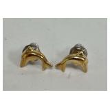 Gold Dolphin Stud Earrings