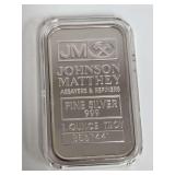 Johnson Matthey 1 Troy Ounce .999 Fine Silver Bar