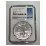 2015 W Burnished American Silver Eagle MS69 First Day of Issue