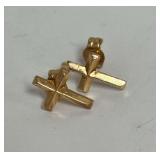 14K Gold Cross Stud Earrings