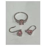 Sterling Silver Pink Cubic Zirconia Jewelry Set