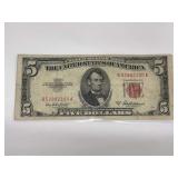 United States 1953-A $5 Red Seal Note