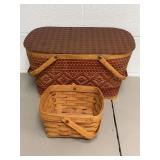 W.C. Redmon Picnic Basket and Longaberger Handwoven Basket