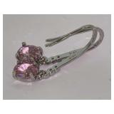 Pink Cubic Zirconia Drop Earrings in .925 Sterling Silver