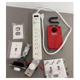Milwaukee Packout Cord Holder, Greenlite Surge Protector, and Electrical Hardware