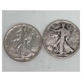 1935 and 1945 Walking Liberty Half Dollars
