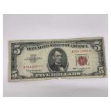 United States 1963 Series $5 Red Seal Note