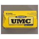 Remington UMC 30 Carbine 110 Grain Metal Case Ammunition