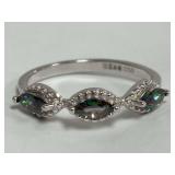 Sterling Silver Marquise Cut Multi-Stone Ring Size 5.5
