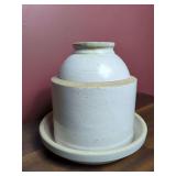 Stoneware Butter Churn with Lid and Base