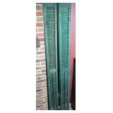 Pair of Green Painted Wooden Louvered Shutters