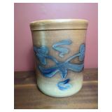 Stoneware Crock with Blue Floral Motif
