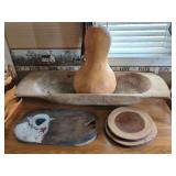Dough Bowl with Decorative Gourd and Wood Accents