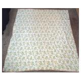 Floral Ribbon Print Quilt with Blue Calico Reverse