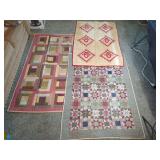 3 Hand-Stitched Patchwork Quilts