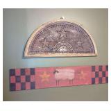 Pierced Metal Fan Wall Decor and Painted Wooden Sheep Sign