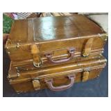Pair of Structured Suitcases with Assorted Decorative Ornaments