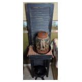 Decorative Shutter Stand with Metal Stool and Glass Jar