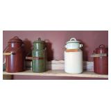 Enamelware Milk Can Set, Four Pieces