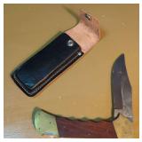 Folding Lockback Knife & Leather Sheath