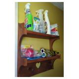 Wall-Mounted Wooden Shelf with Heart Cutout and Pegs