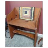 Pine Wood Bench with Quilted Textile Accent