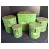 5 Piece Painted Metal Kitchen Canister Set