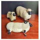 Hand-Carved Wooden Sheep Figurines