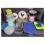 Glass and Plastic Food Storage Containers with Decorative Plates