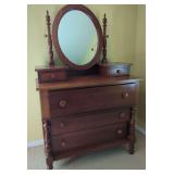Wooden Dresser with Swivel Mirror
