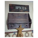 Wooden Wall Shelf and Spices Sign with Fabric Star Ornament