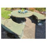 Cast Concrete Garden Table and Bench Set