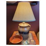 Maple City Pottery Stoneware Crock Table Lamp with Accessories