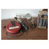 Workshop Tool Set Including Craftsman Drop Light, Magnifying Helping Hand, and Postal Scale