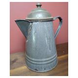 Gray Speckled Enamelware Coffee Pot