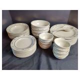 Longaberger Pottery Dinnerware Set with Blue Floral Motif