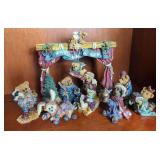 Resin Teddy Bear Nativity Scene Figurine Set