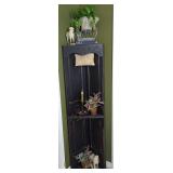 Black Painted Corner Shelf with Decorative Accents