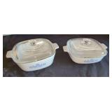 Corning Ware Blue Cornflower Casserole Dishes with Glass Lids