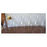 Oil Lamp Components with Glass Chimneys and Brass Burners