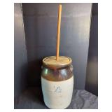 Stoneware Butter Churn with Wooden Dasher and Lid