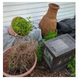 Terracotta Grapevine Motif Chiminea and Garden Planters
