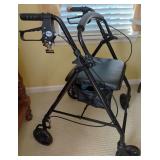 Drive Medical Four-Wheel Rollator with Seat and Storage Pouch