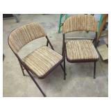 Pair of Padded Metal Folding Chairs
