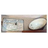 Wilcox Stamping and Mfg. Porcelain Cookware Sign and Enamelware Basin