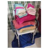 Adjustable Shower Chair and Assorted Textiles
